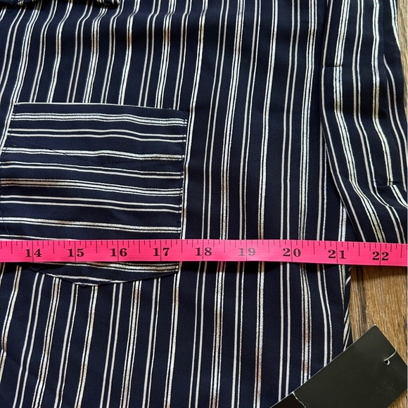 NWT Always Indigo Blue Stripped Button Up Womens Small Created In L.A - Picture 11 of 11